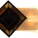 Top-down view of stained-glass votive candle holder